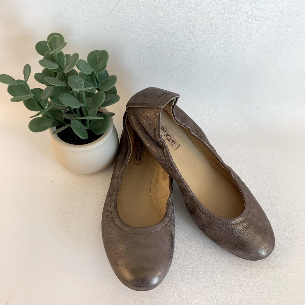 Paul Green Tan Gold Ballet Flats